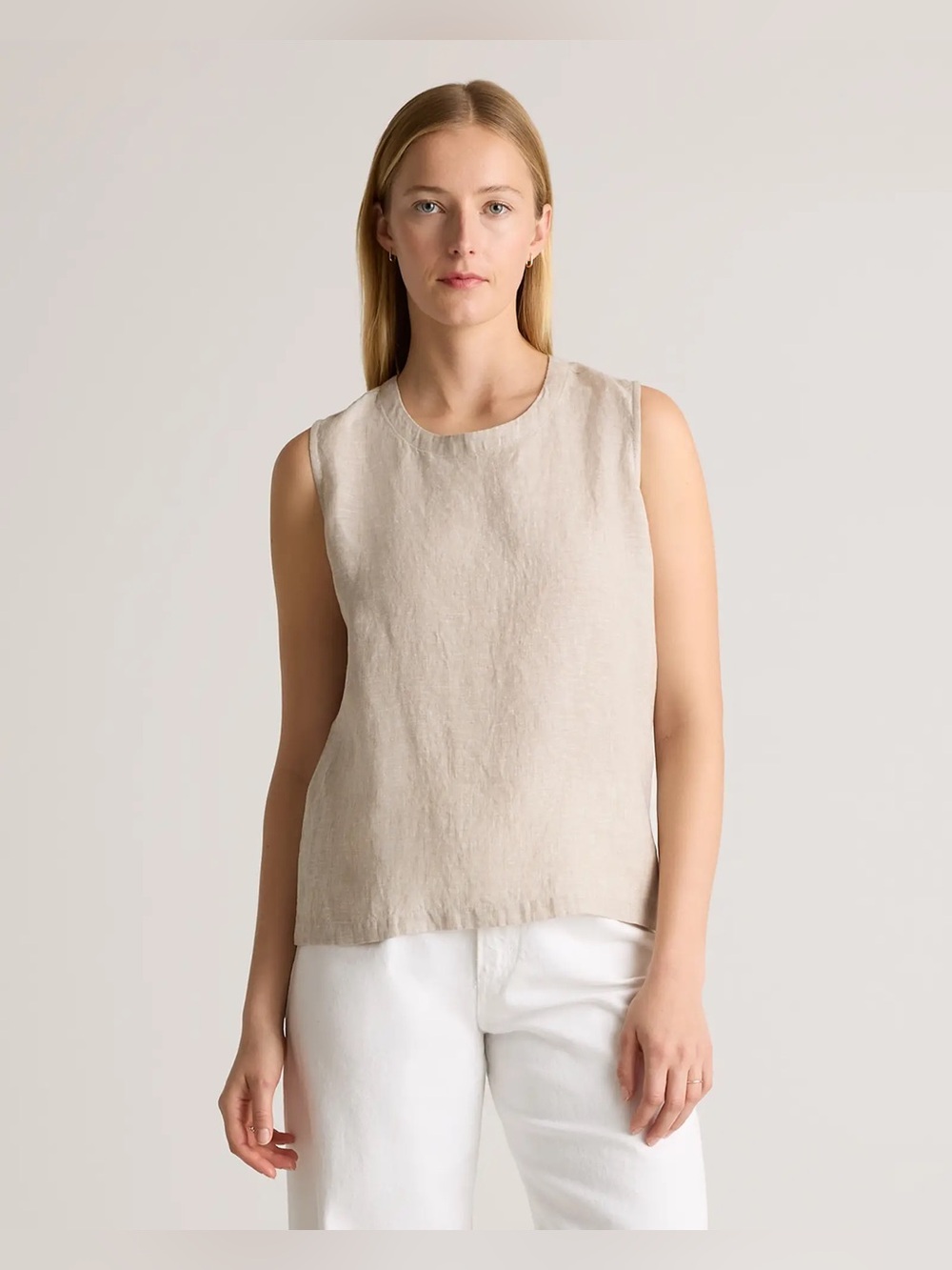Quince 100% European linen tank top flax beige